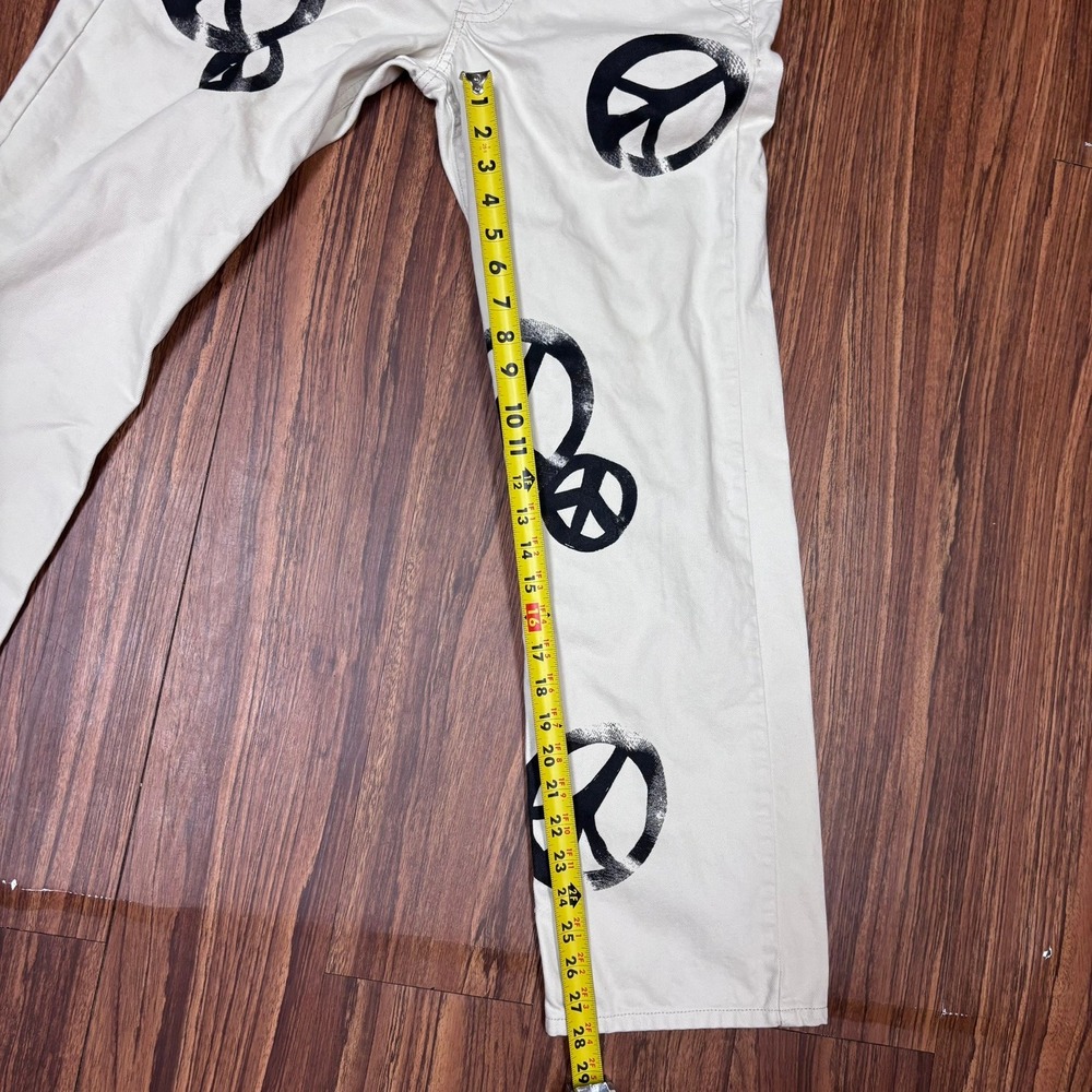 We The Free Peace Sign Overalls Urban Cream Beige Wide Leg Jumpsuit Cotton XS - Picture 7 of 7